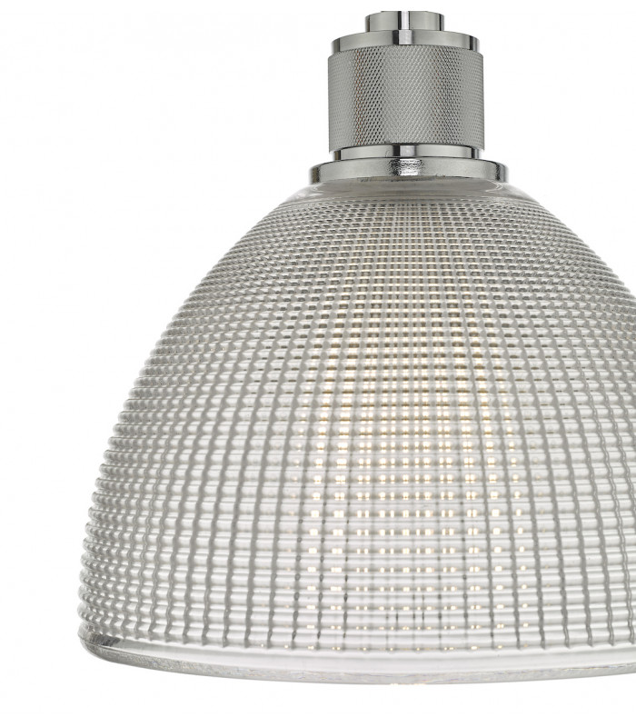 Dome Pendant Light Chrome And Clear Glass, 1x E27