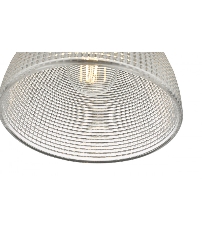 Dome Pendant Light Chrome And Clear Glass, 1x E27