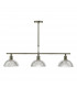 Straight Bar Pendant Light Antique Brass & Glass, 3x E14