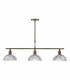 Straight Bar Pendant Light Antique Brass & Glass, 3x E14