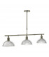 Straight Bar Pendant Light Antique Brass & Glass, 3x E14