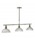 Straight Bar Pendant Light Antique Brass & Glass, 3x E14