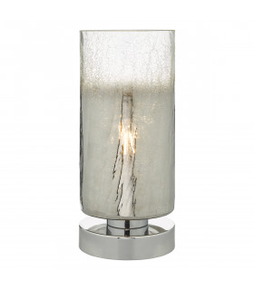 Cylindrical Table Lamp Crackle Glass and Polished Chrome Touch