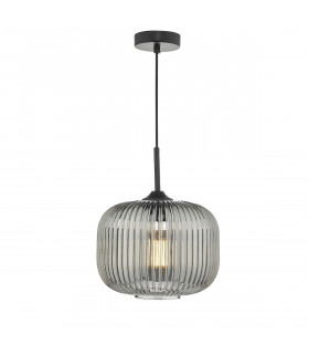 Cylindrical Pendant Light Black and Smoked Glass, 1x E27