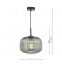 Cylindrical Pendant Light Black and Smoked Glass, 1x E27