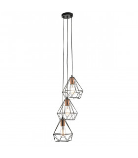 Cluster Pendant Light Black & Copper, 3x E27