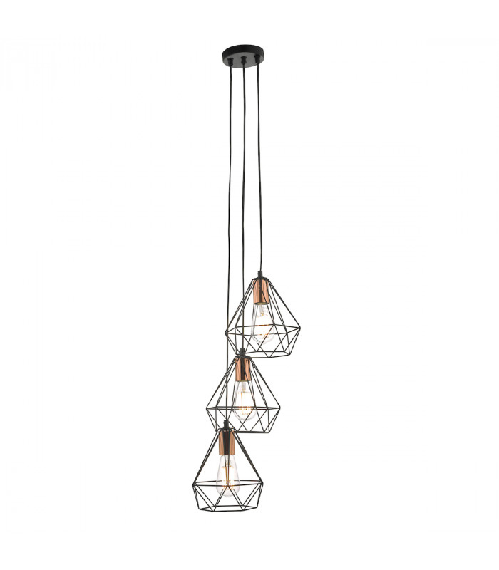 Cluster Pendant Light Black & Copper, 3x E27