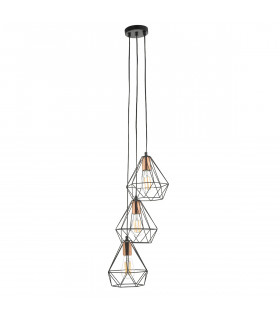 Cluster Pendant Light Black & Copper, 3x E27