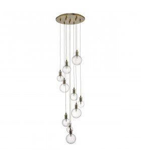 Cluster Pendant Light Brass & Glass, 10x G4