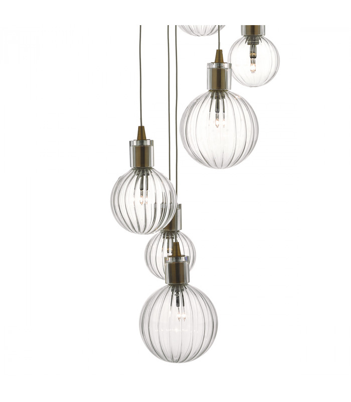 Cluster Pendant Light Brass & Glass, 10x G4