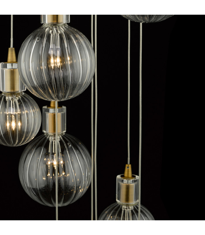 Cluster Pendant Light Brass & Glass, 10x G4