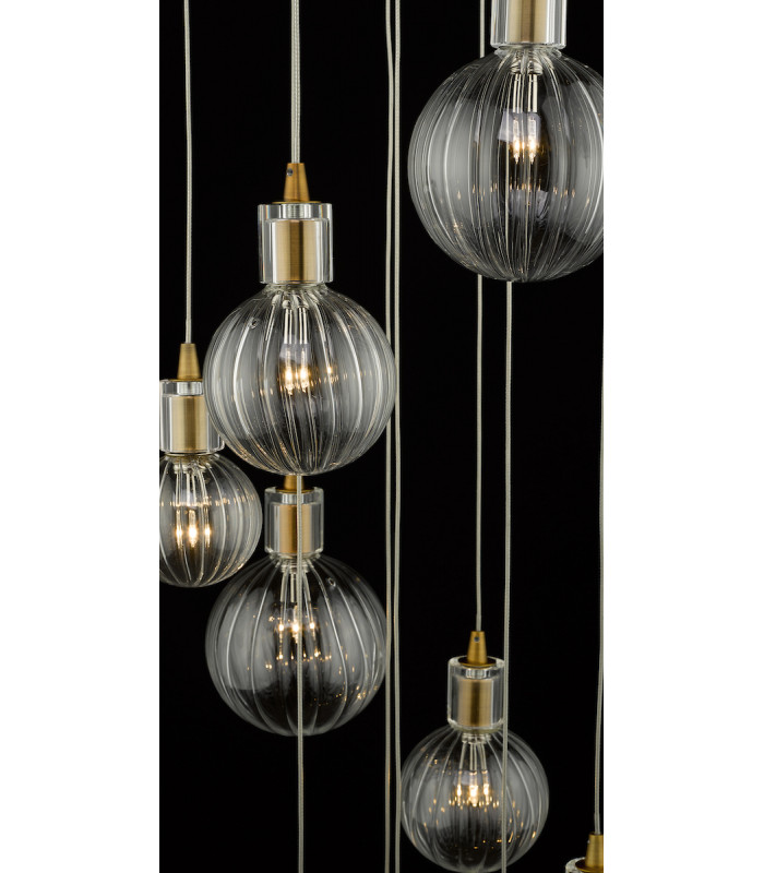 Cluster Pendant Light Brass & Glass, 10x G4