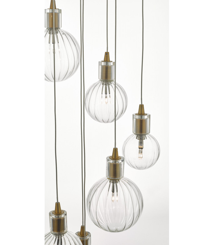 Cluster Pendant Light Brass & Glass, 10x G4