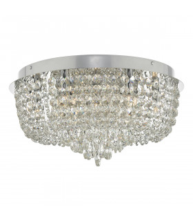 Crystal Beaded Flush Ceiling Light Clear and Polished Chrome, 9x G9