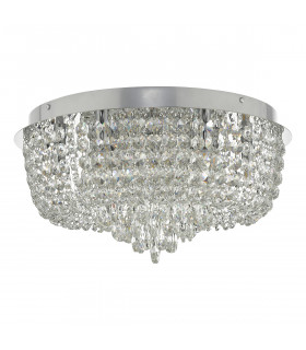 Crystal Beaded Flush Ceiling Light Clear and Polished Chrome, 9x G9