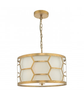 Cylindrical Pendant Light Gold & Ivory, 3x E27