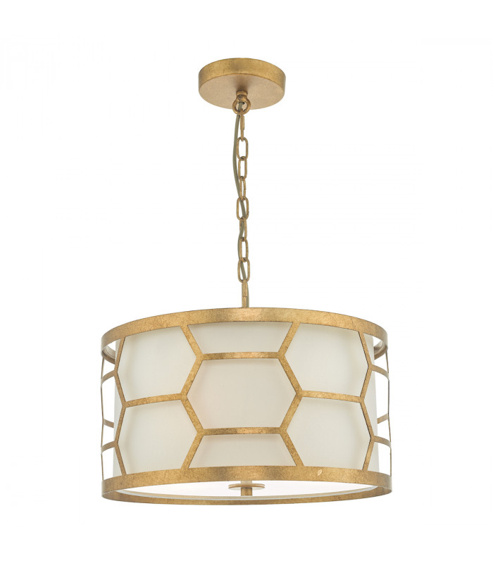 Cylindrical Pendant Light Gold & Ivory, 3x E27