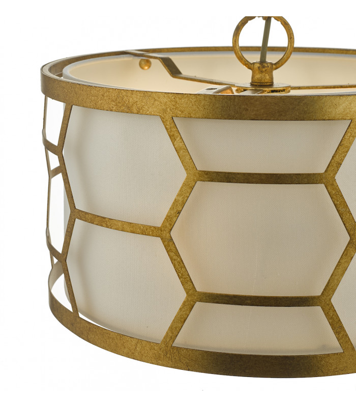 Cylindrical Pendant Light Gold & Ivory, 3x E27