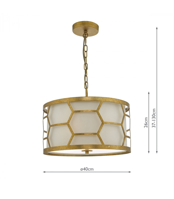 Cylindrical Pendant Light Gold & Ivory, 3x E27