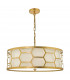 Cylindrical Pendant Light Gold With Ivory Shade & Frosted Glass Diffuser, 4x E27