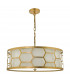Cylindrical Pendant Light Gold With Ivory Shade & Frosted Glass Diffuser, 4x E27