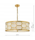 Cylindrical Pendant Light Gold With Ivory Shade & Frosted Glass Diffuser, 4x E27