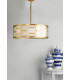 Cylindrical Pendant Light Gold With Ivory Shade & Frosted Glass Diffuser, 4x E27