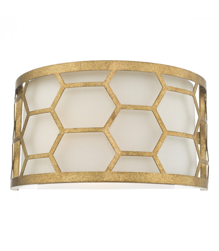 Flush Ceiling Light Wall Light Gold & Ivory, 1x E27
