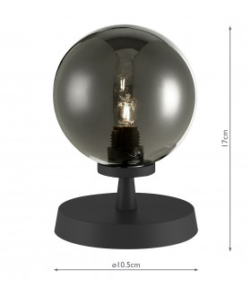 Touch Table Lamp Matt Black With Smoked Glass