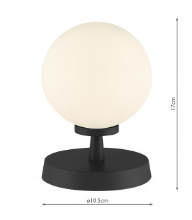 Touch Table Lamp Matt Black With Opal Glass
