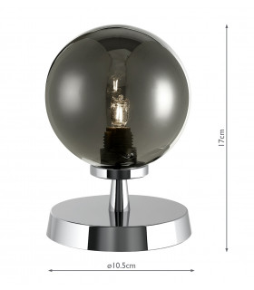 Touch Table Lamp Polished Chrome With Smoked Glass