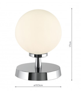 Touch Table Lamp Polished Chrome With Opal Glass