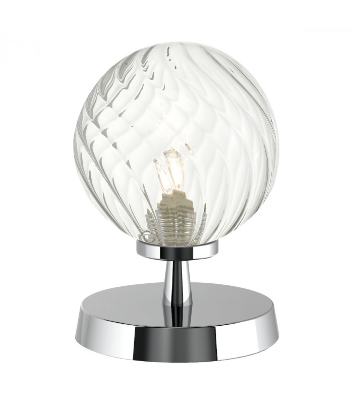 Touch Table Lamp Polished Chrome With Twisted Glass