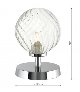 Touch Table Lamp Polished Chrome With Twisted Glass