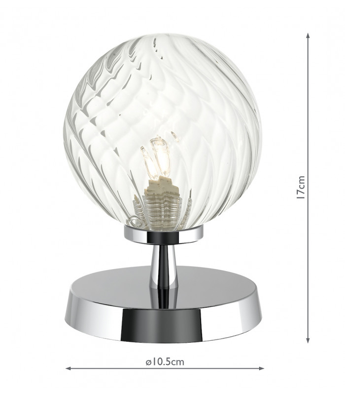 Touch Table Lamp Polished Chrome With Twisted Glass