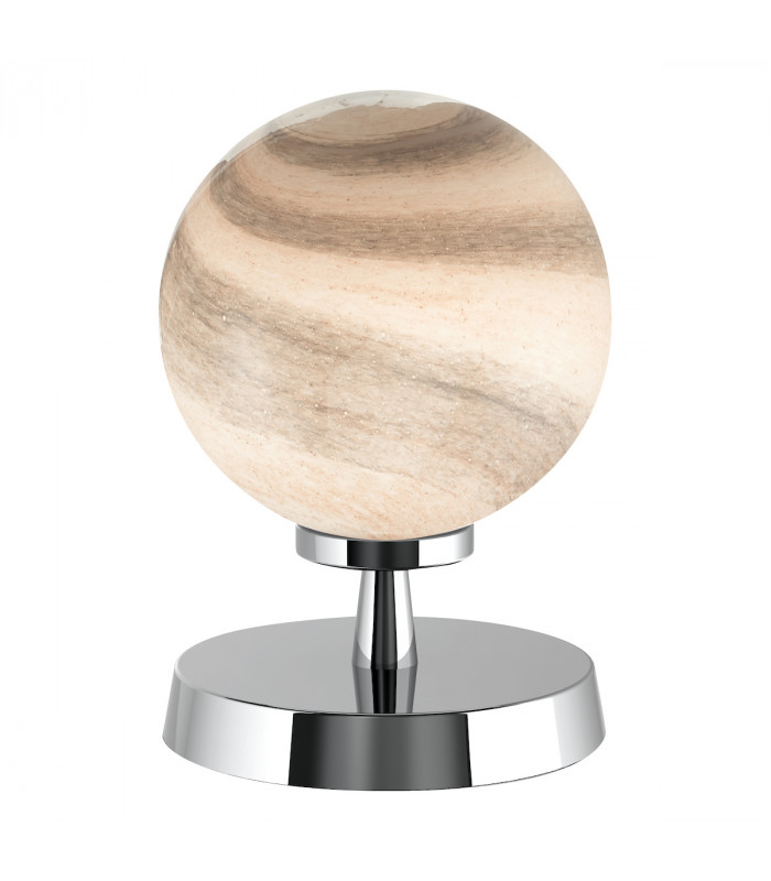 Touch Table Lamp Polished Chrome With Planet Glass