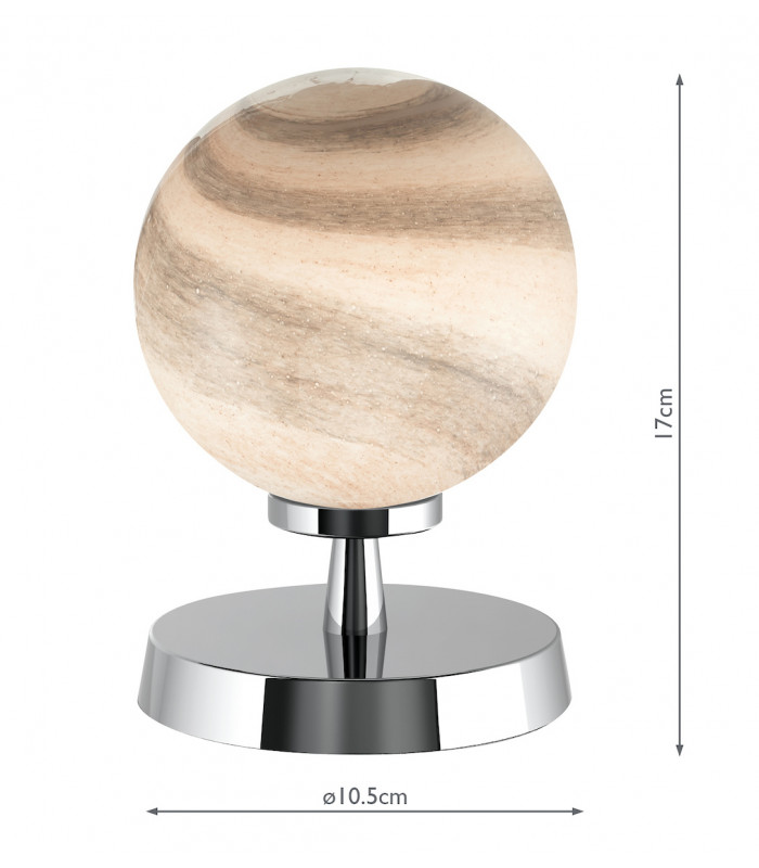Touch Table Lamp Polished Chrome With Planet Glass