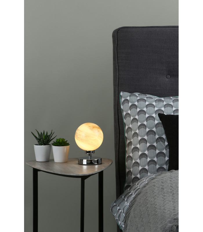 Touch Table Lamp Polished Chrome With Planet Glass