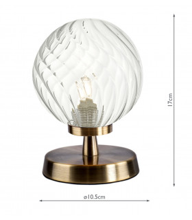 Touch Table Lamp Antique Brass With Twisted Glass
