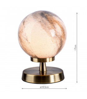 Touch Table Lamp Antique Brass With Planet Glass