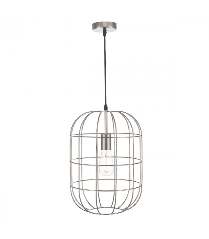 Wire Frame Pendant Light Satin Nickel, 1x E27