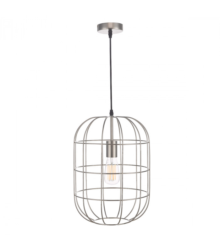 Wire Frame Pendant Light Satin Nickel, 1x E27