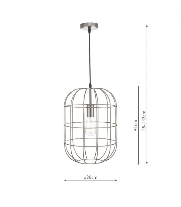 Wire Frame Pendant Light Satin Nickel, 1x E27