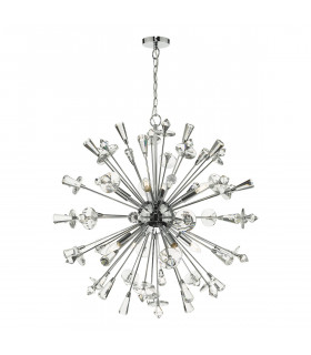 Spherical Pendant Light Polished Chrome Crystal, 8x E14