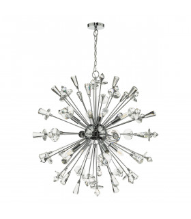 Spherical Pendant Light Polished Chrome Crystal, 8x E14