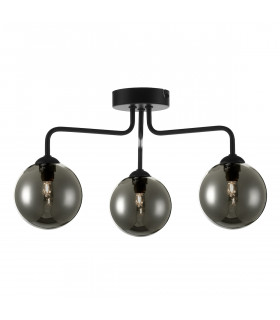 Semi Flush Ceiling Light Light Ceiling Light Matt Black Smoked Glass, 3x G9