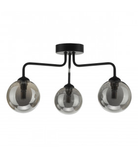 Semi Flush Ceiling Light Light Ceiling Light Matt Black Smoked Glass, 3x G9