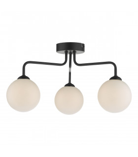 Semi Flush Ceiling Light Light Ceiling Light Matt Black Opal Glass, 3x G9