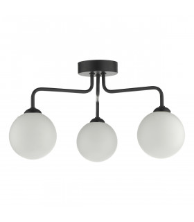 Semi Flush Ceiling Light Light Ceiling Light Matt Black Opal Glass, 3x G9