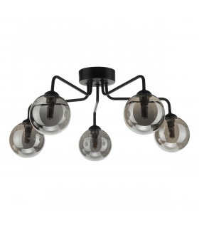 Semi Flush Ceiling Light Light Ceiling Light Matt Black Smoked Glass, 5x G9